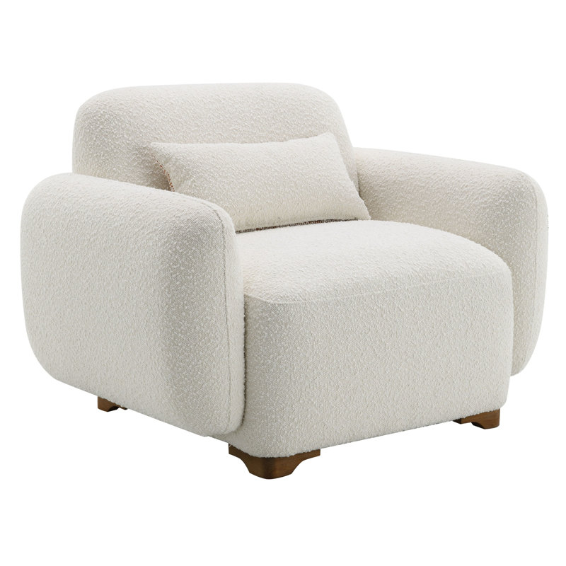 Fauteuil d'appoint Darius Beige Boucle avec 1 coussin décoratif