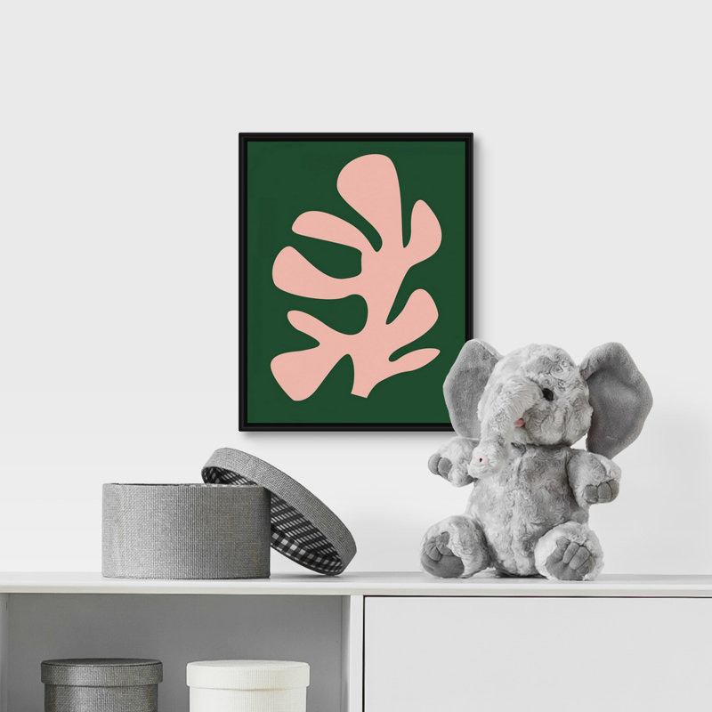 Art sur toile pour enfants corail ix, H 14 po x l 11 po x P 1,2 po, Cadre flottant noir avec toile / rose / vert