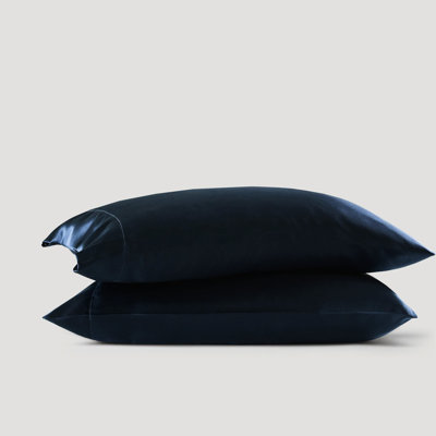 2 Standard Luxury 100% Satin Pillowcases In Midnight Blue, Silky Feel, Gentle On Hair, Tame Frizz Wrinkle , Soft Skin, Pilling