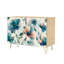 Buffet avec rangement et fleurs abstraites, art floral abstrait grunge avec 2 portes pour le salon et la cuisine