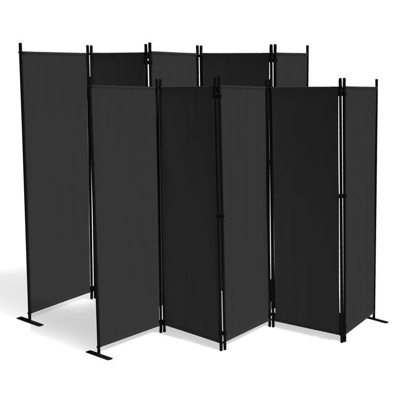 Abrem 268cm W x 167cm H 5 - Panel Folding Room Divider, Black
