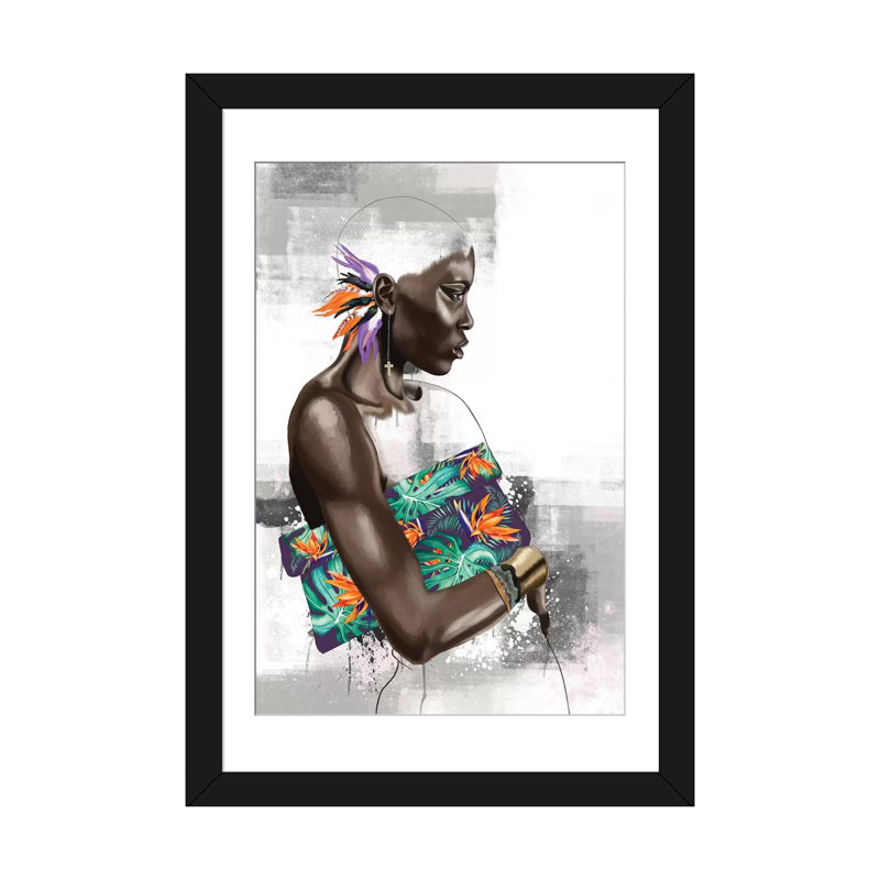 «Paradise Bound» par Sana Jamlaney, impression sur toile tendue, H 24 po x l 16 po x P 1 po, Papier d'art encadré noir, Blanc