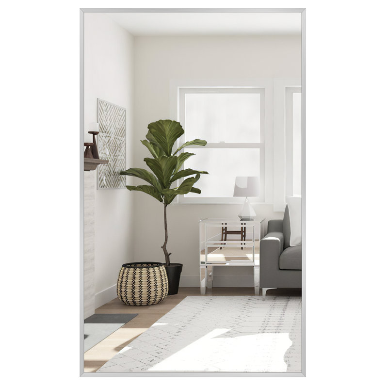 Talma Wood Flat Mirror, Light Gray, 51" H x 32" W