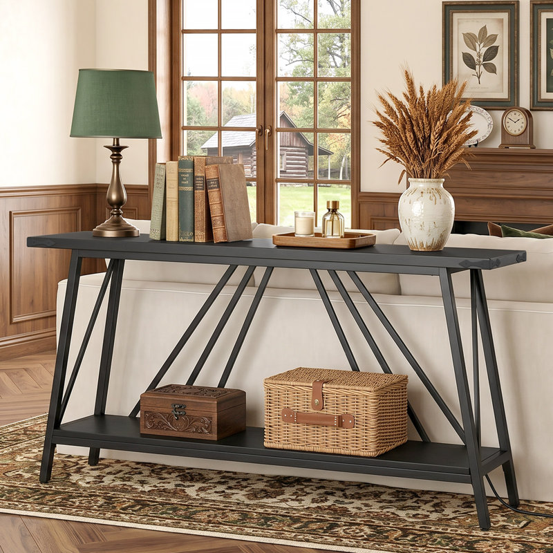 Console Durdham, 31.5" H x 63" W x 11.8" D, Noir