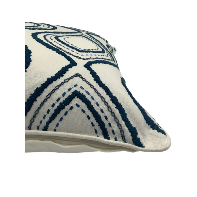Kas Linen Square Pillow Cover & Insert, Ivory/Blue