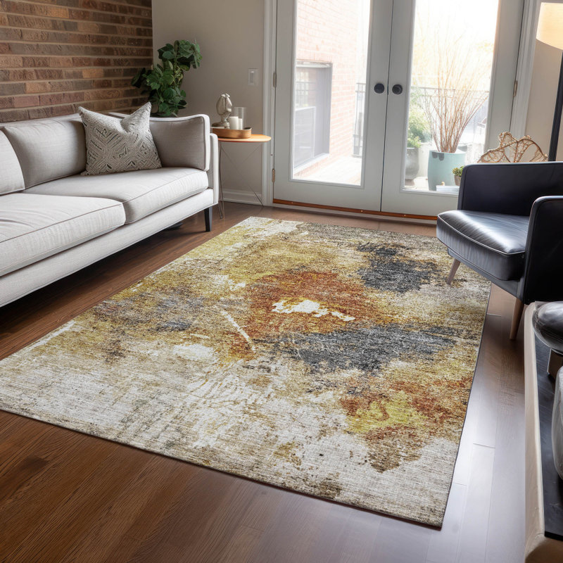 Linta Brown Washable Indoor-Outdoor Rug - , 3' x 5'