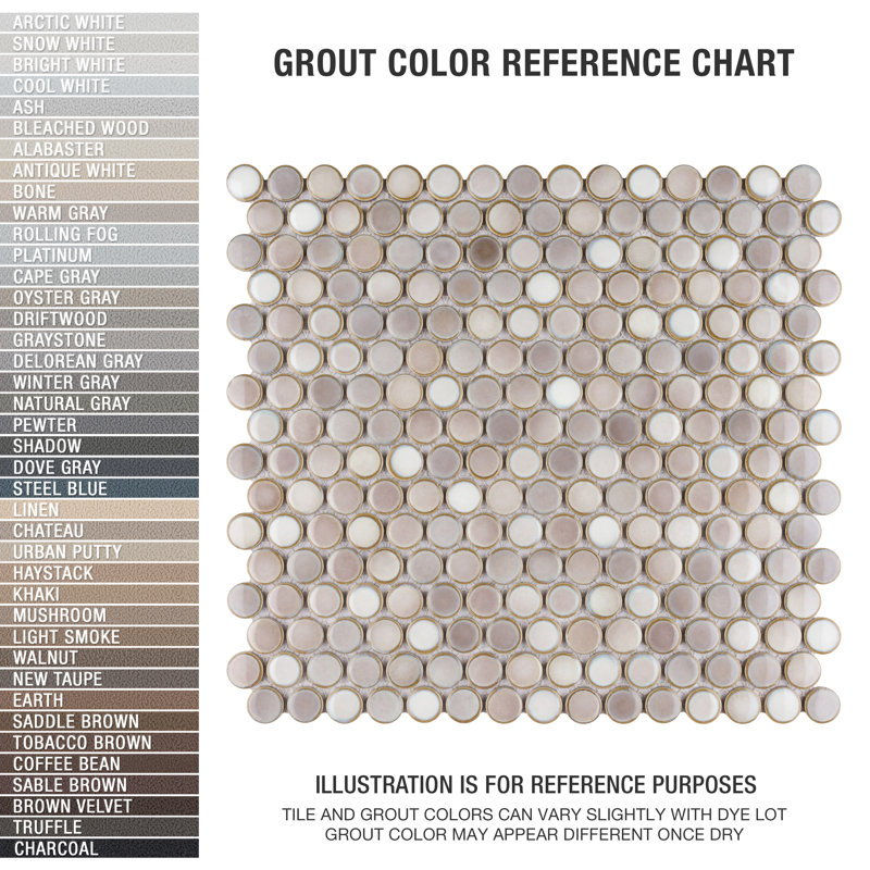Hudson Penny Round .80" x .80" Porcelain Penny Round Mosaic Wall & Floor Tile, Dove Gray