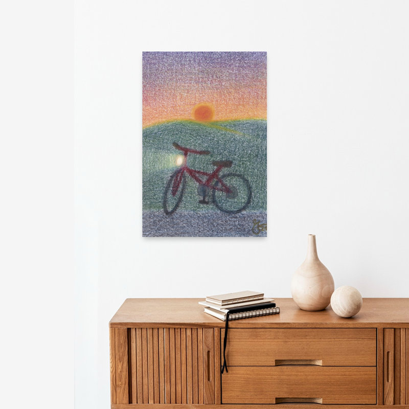 "Vélo au coucher du soleil", 24" H x 16" W
