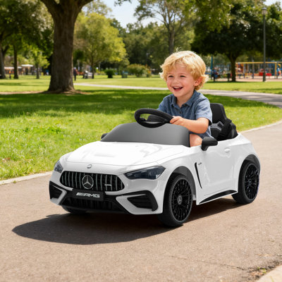 Mercedes-Benz AMG Licensed Kids Electric Car with Parent Remote Control. Features 3 Speeds, Soft-Start, Music, and LED Headlights, Ages 3-8, White