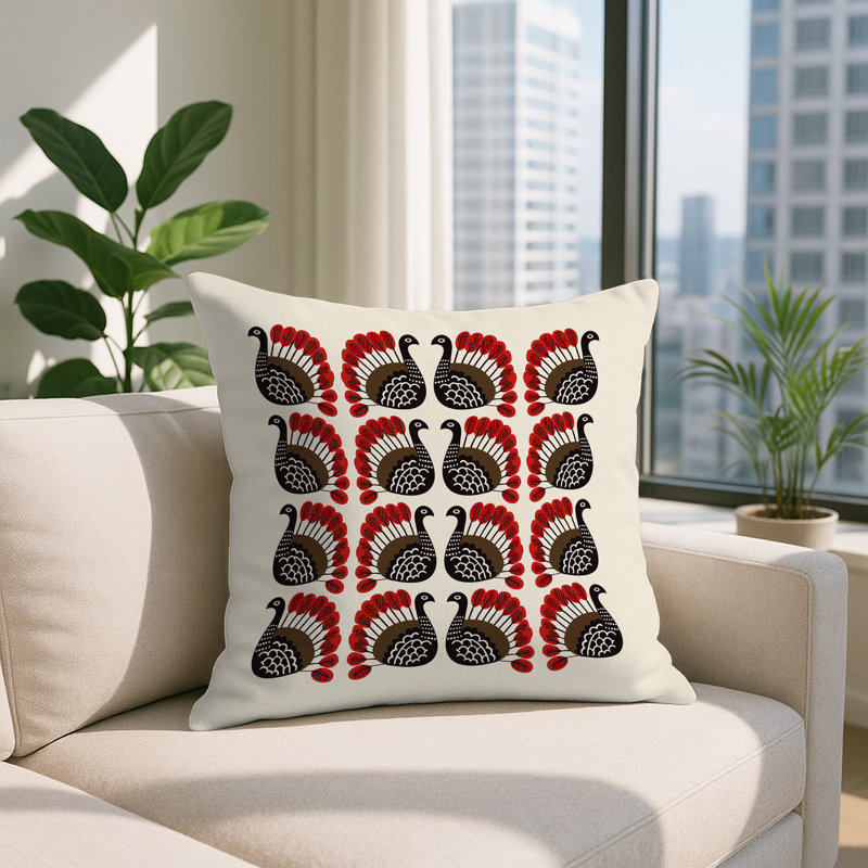 Oreiller carré réversible intérieur / extérieur Kunu, Carré 15 po, Rouge