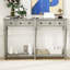 Console grise avec 4 tiroirs et tablette ouverte, style rétro, table de couloir rétro en bois de pin, lavabo, tiroirs, placage, conception stable
