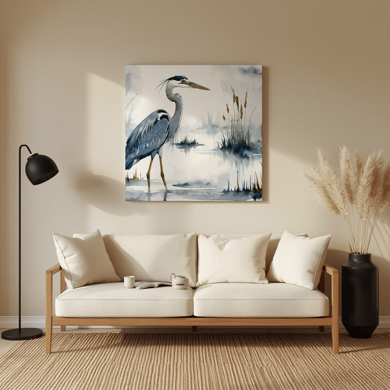«Birds Great Blue Heron», art mural en métal gris, H 8 po x l 8 po