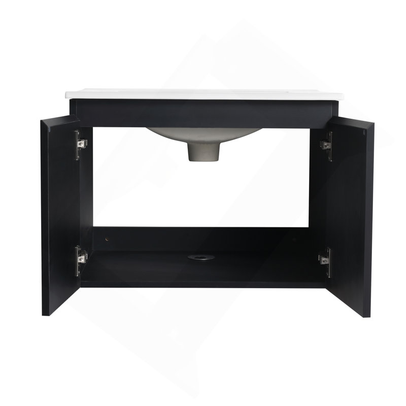 Meuble-lavabo mural 24 po avec lavabo en céramique et porte d'armoire à fermeture en douceur 24 po