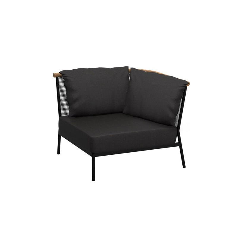 Chaise de patio d'angle avec coussins, Anthracite, Toile naturel