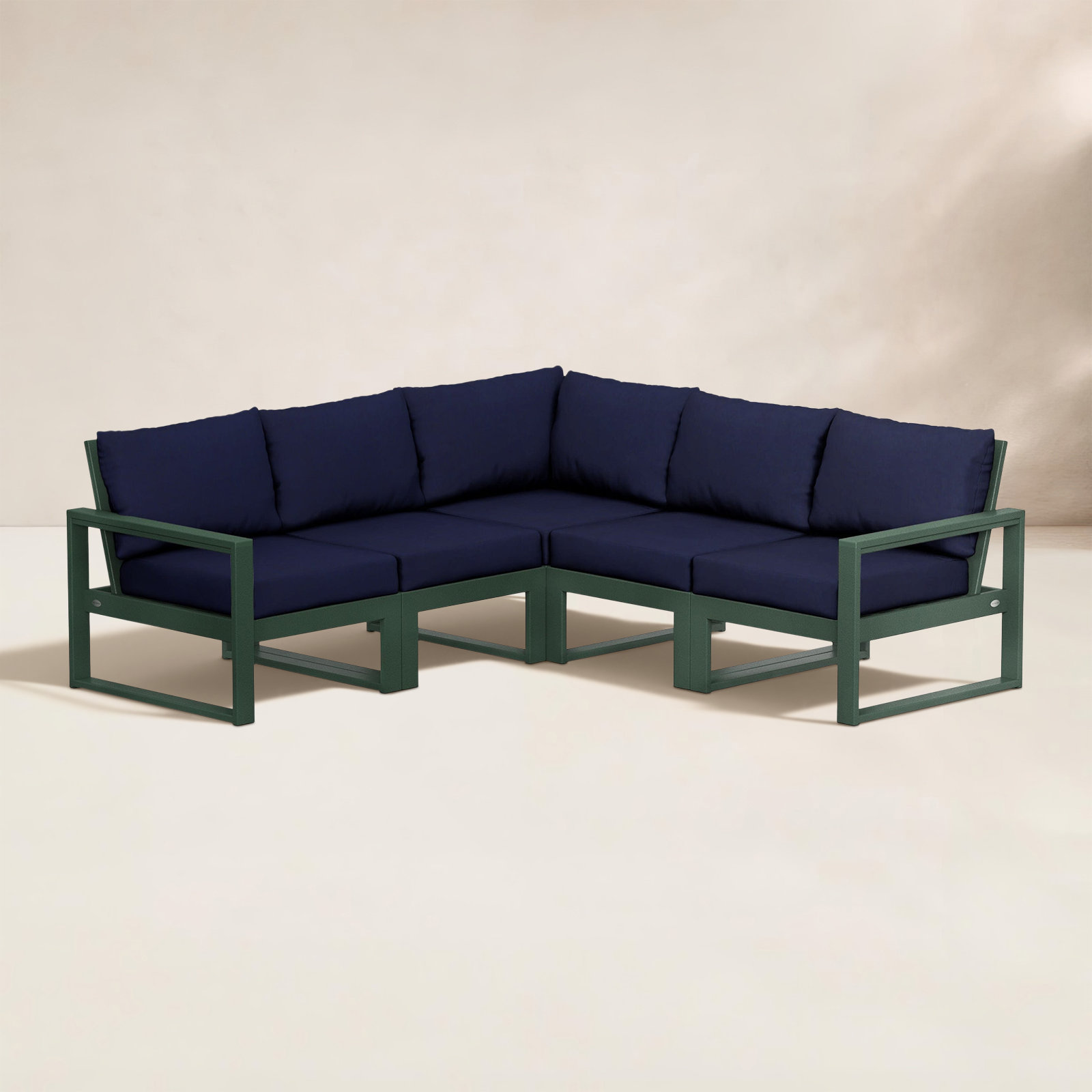 POLYWOOD® Edge 85" Patio Sectional, Navy, Green