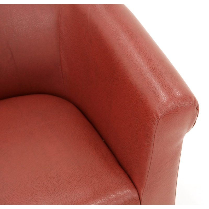 Fauteuil demi-tonneau l 30,5 po Liam, Similicuir rouge