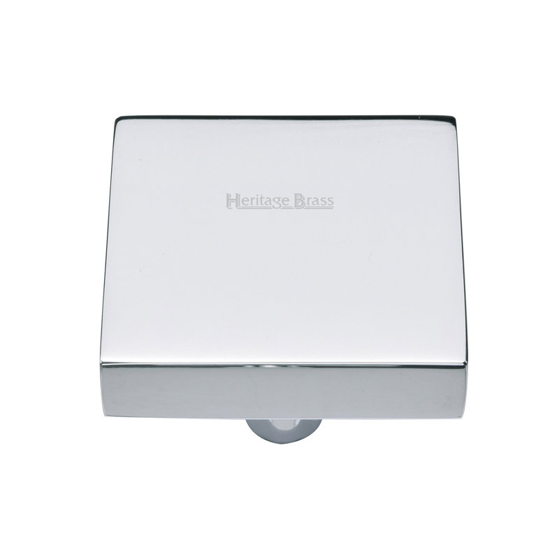 Heritage Brass Heritage Cabinet Knob Square Design, Polished Chrome, 2.8cm H x 3.8cm W x 3.8cm D