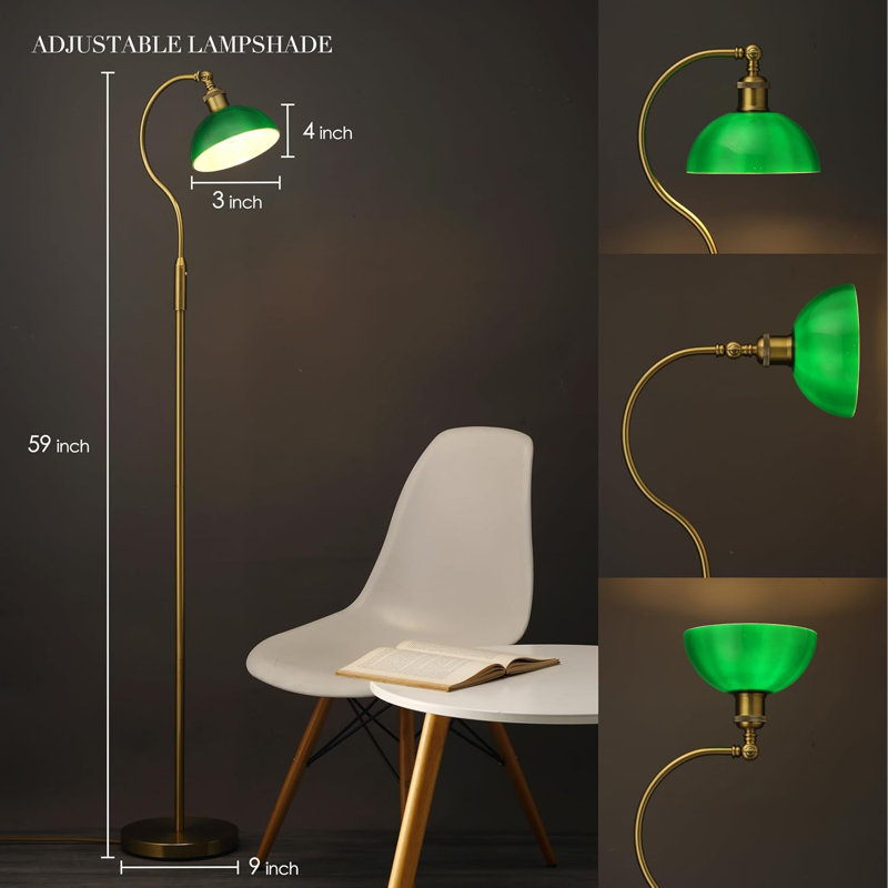 Vintage Regency - Floor Lamp, 3-Level Touch Dimming, Adjustable Tilt Shade, Removable Lampshade Design, E26 Socket with 6W Dimmable LED Bulb Banker’s style