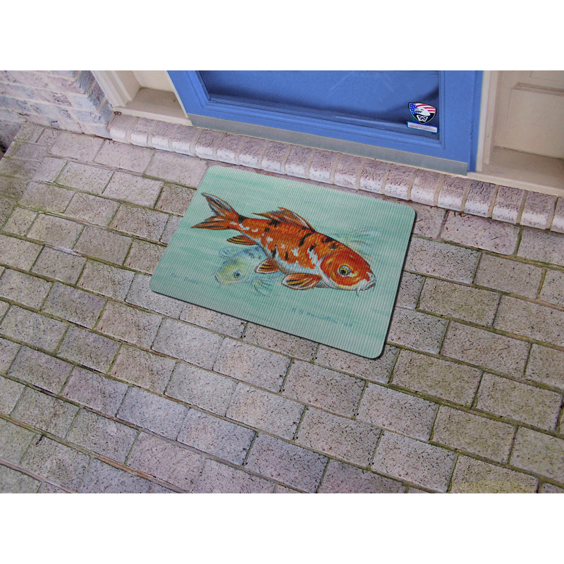 Tapis d'entrée / extérieur antidérapant Coastal Koi, Rectangle 1 pi 6 po x 2 pi 2 po