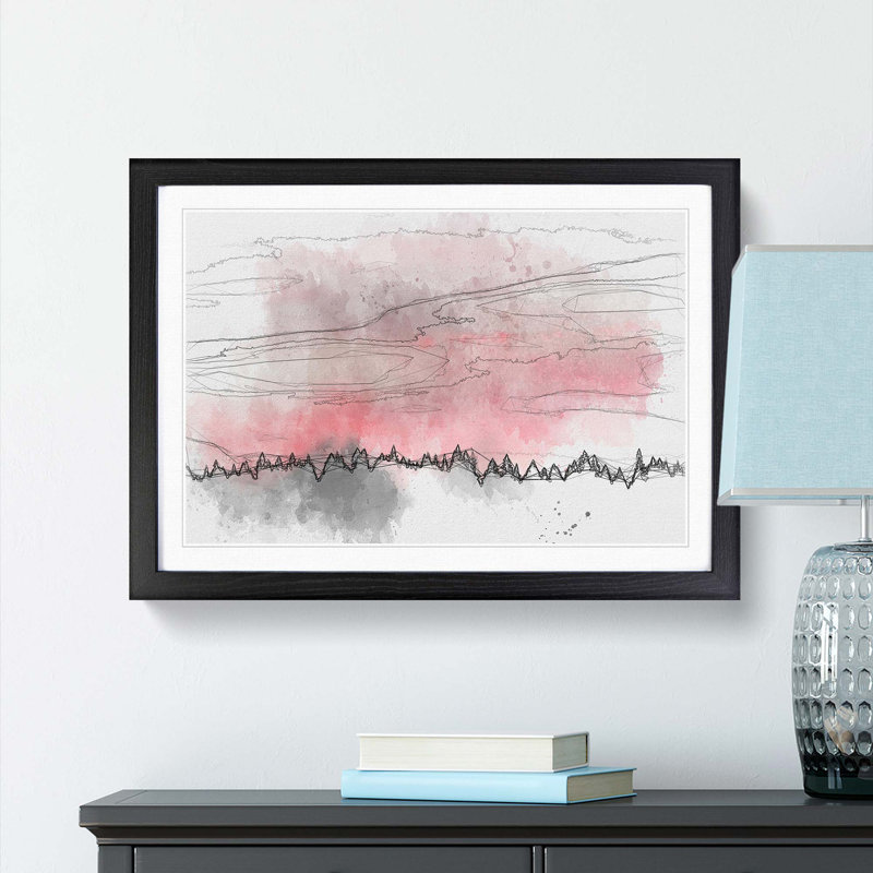 Pink Sunset Above a Forest - Framed Print, Black, 40cm H x 60cm W x 2cm D
