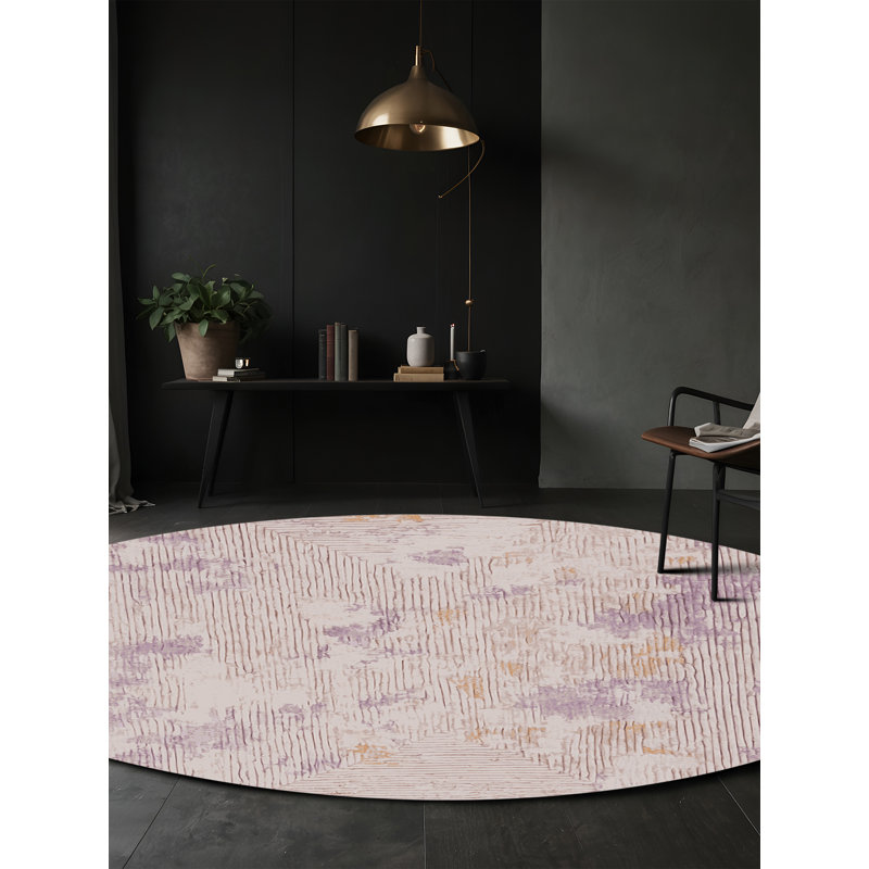 Machine Washable Gray Area Rug, Round 7'