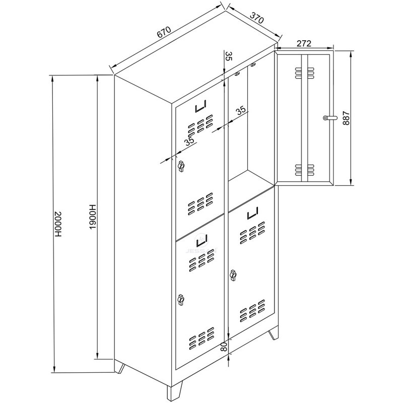 Armoire de rangement Locker, H 78,7 po x l 26,4 po x P 14,6 po, Blanc