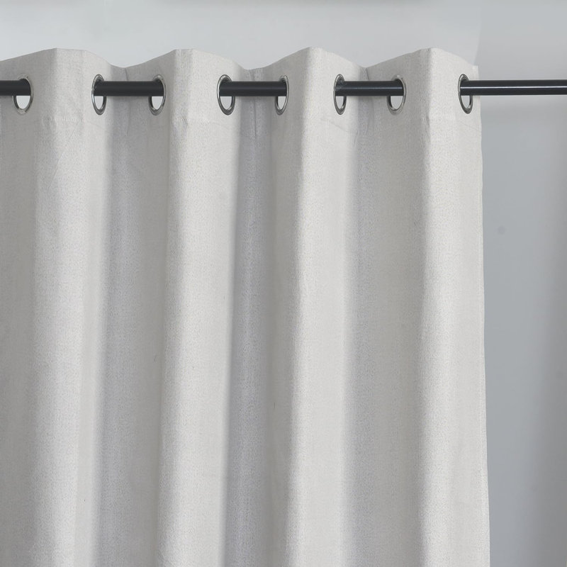 1‑Panel Linen‑Textured Blackout Door Curtain, Beige