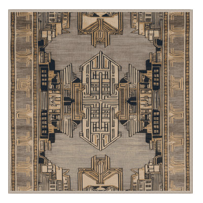 Tapis art déco brun lavable à la machine