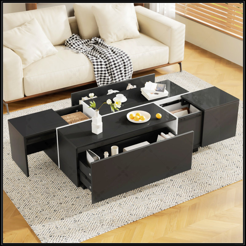 Table basse à rallonge 47,2 po - 72,7 po, Noir