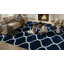 Tapis bleu marine / blanc à motif géométrique-198849229