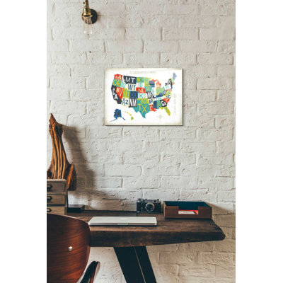 "Typographie américaine carte" par Michael Mullan, art mural en verre acrylique