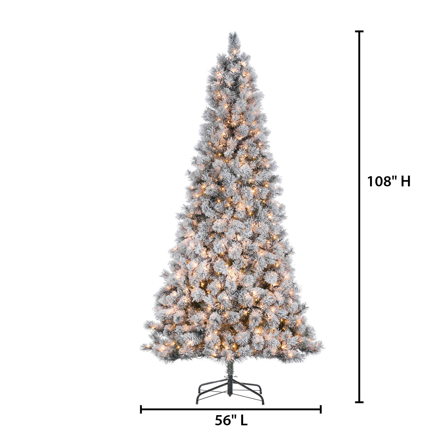 Lighted Artificial Pine Christmas Tree, 9'