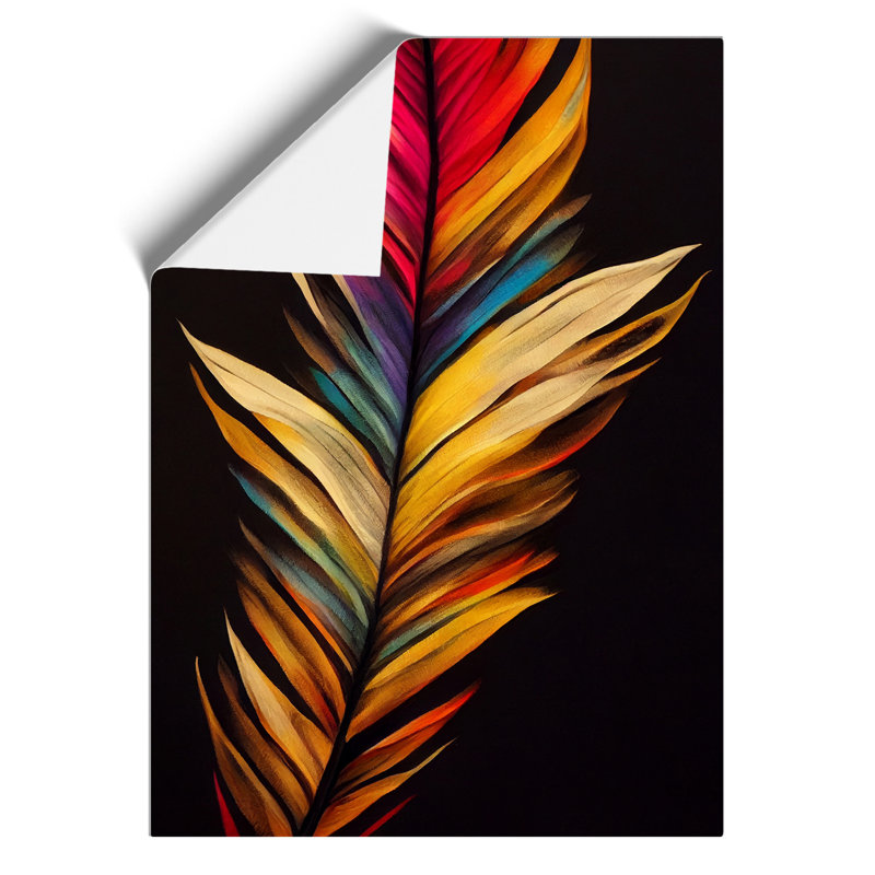 Colourful Feather No.2 - Wall Art, 29.7cm H x 21cm W, Paper, No Matte