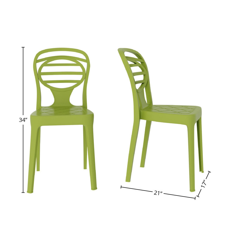 Melean Premium All-Weather Wicker Outdoor Stacking Dining Side Chair, Green