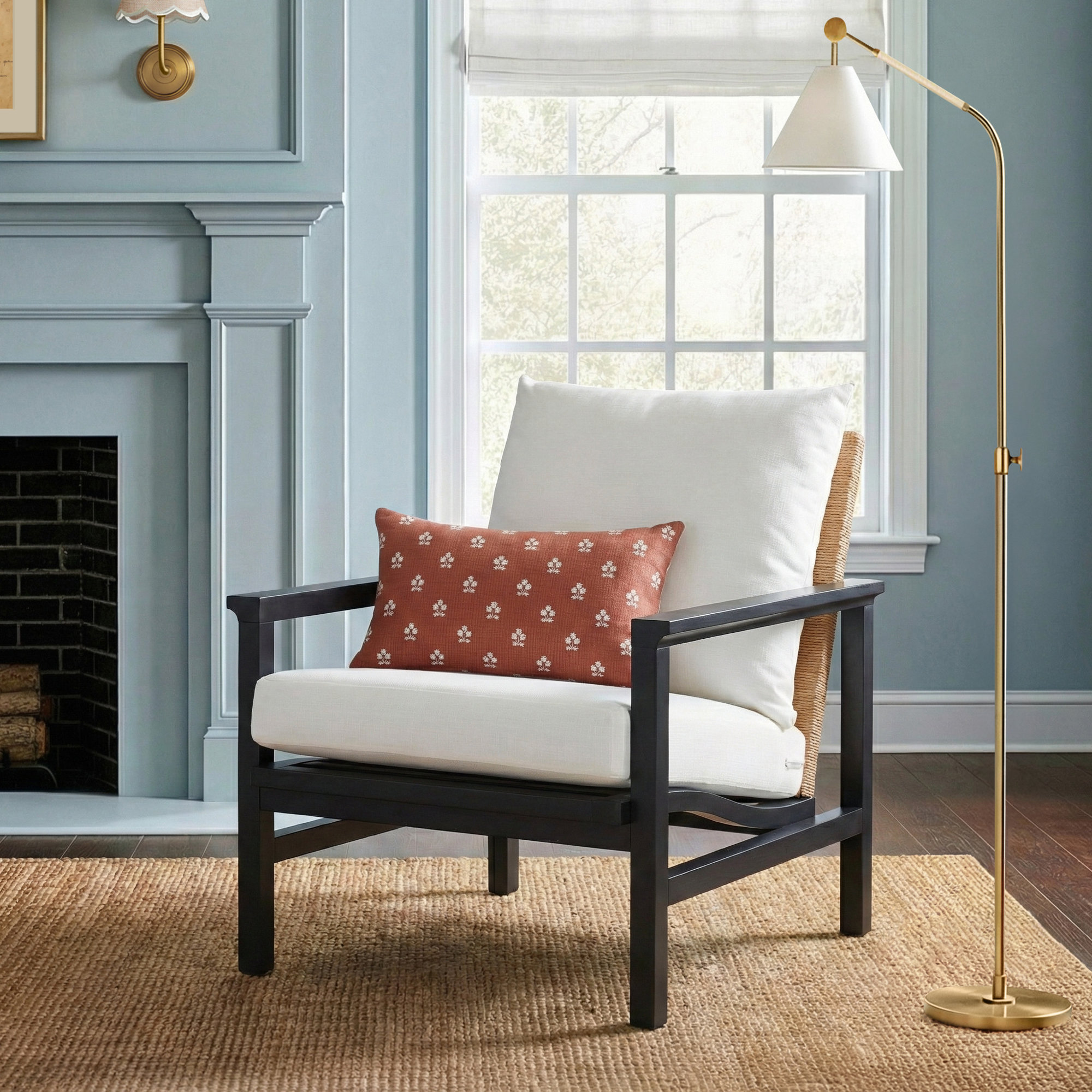 Upholstered Armchair, Black