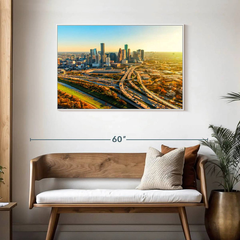 Golden Houston Highway, Floating Frame White, 43" X 29"