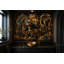 Décoration murale amovible de style baroque papier peint rococo doré-446498112-446498119