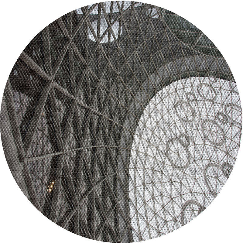 Tapis gris tissé à la machine, Rond 8 pi