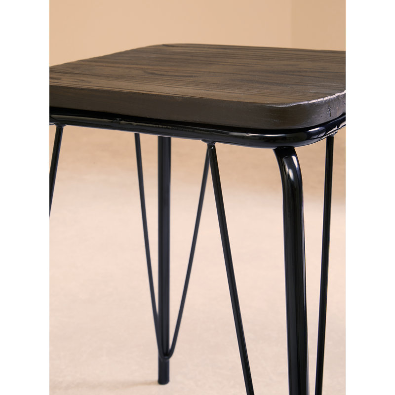 Arneson Metal Accent Stool, Black/Light Brown
