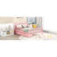 Lit plateforme en bois massif rose avec garde-corps, solutions de rangement et utilitaire-662561073-662561078