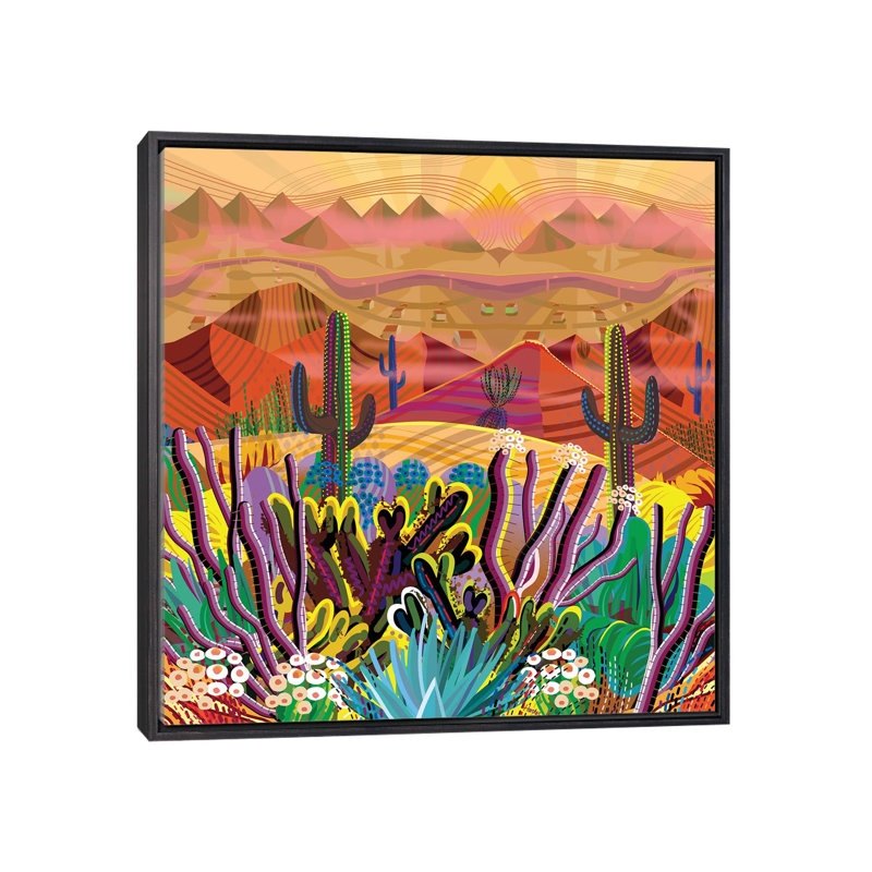 «Paradise Valley» par Charles Harker - impression d'art graphique, H 26 po x l 26 po x P 1,5 po, Toile avec cadre noir patiné