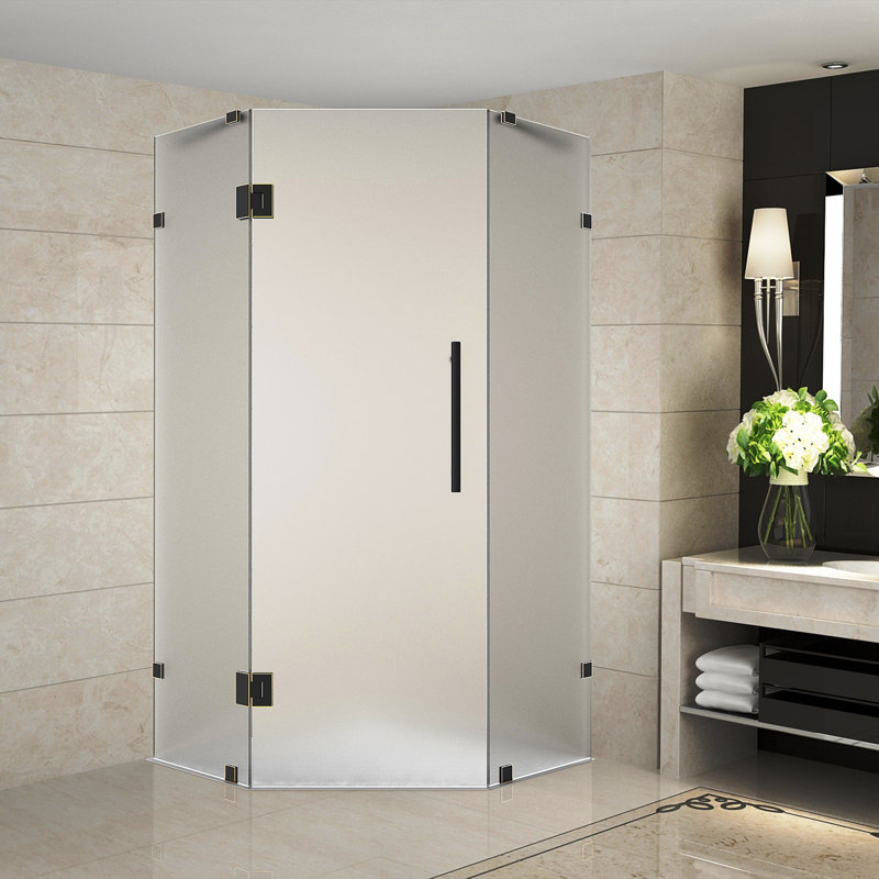 Cabine de douche à angle Neo 42 po x 72 po Neoscape, Chrome, Givré