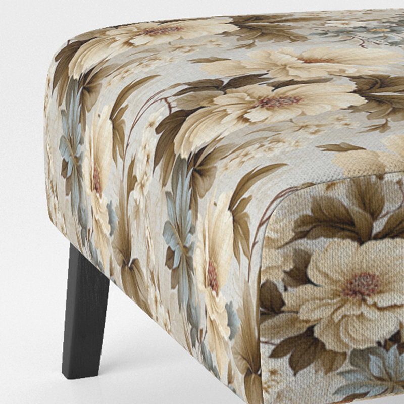 Rustic Victorian Brocade Victorian Pattern - Upholstered Floral Accent Chair Cottage Side Chair