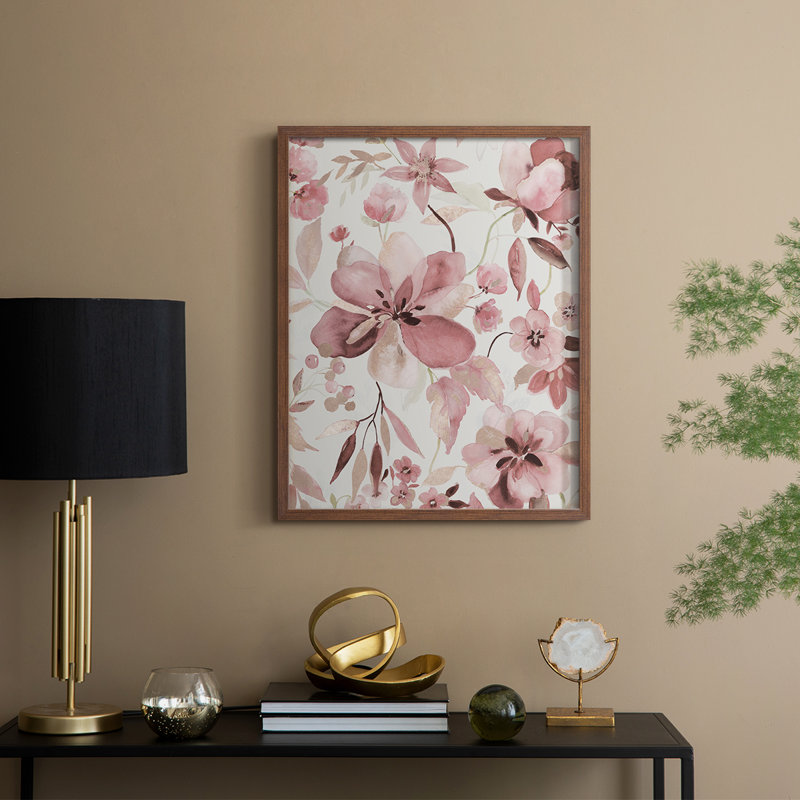 «Shimmering Blush I», reproduction encadrée - bois massif, Noyer, H 15 po x l 12 po