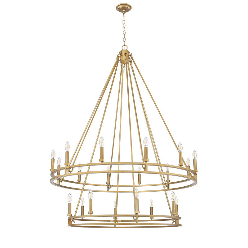 Lustre en laiton Hershel Signature, H 63 po x l 47,5 po x P 47,5 po, 20 lumières