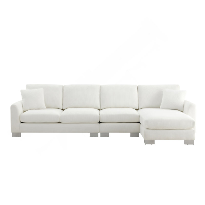 Modern Oversized Sectional Sofa,L-shaped Luxury Couch Set with 2 Free pillows,5-seat Chenille Indoor Furniture with Chaise for Living Room,Apartment,Office