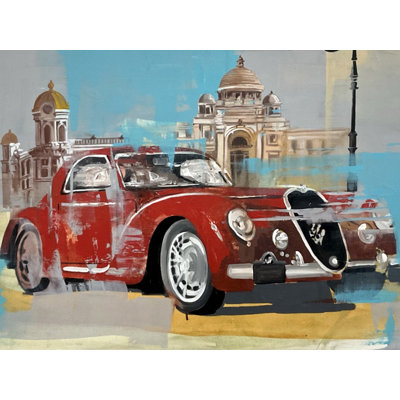 Voiture rétro | Peinture par Mk Goyal | Acrylique sur toile