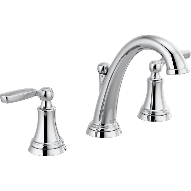 Robinet pour salle de bain Woodhurst, chrome, 3 trous, 8 pouces à 2 poignées pour meuble-lavabo, ensemble de bonde à poussoir en métal, chrome 3532LF