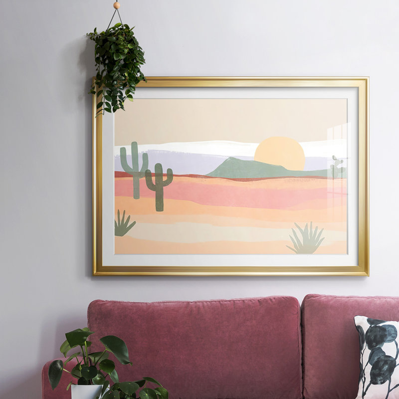 Cactus Plateau I, reproduction d'art encadrée, Argent, H 15 po x l 21 po x P 1,5 po