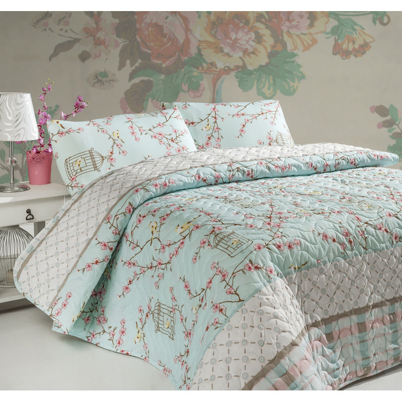 Laurena Floral Bedspread with Pillowcases, W220 x L240cm